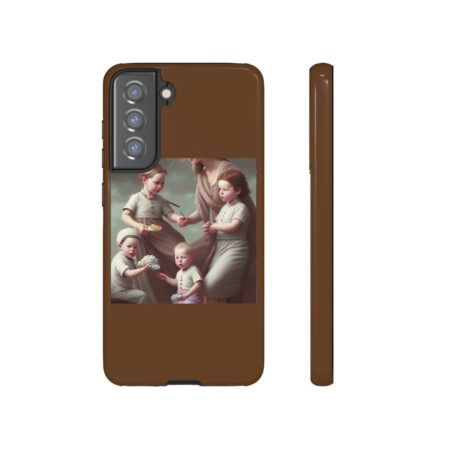 Nanny Caregiver Oil Painting with kids Tough Phone Cases