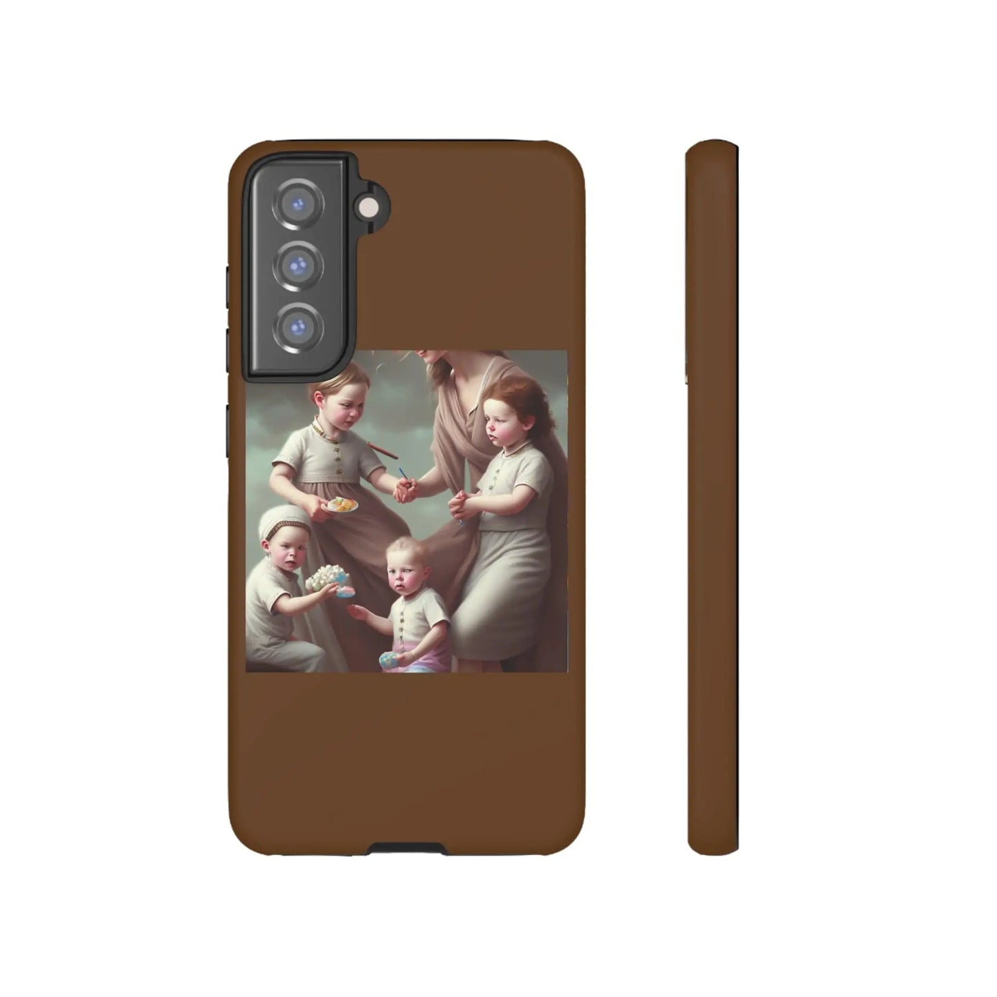 Nanny Caregiver Oil Painting with kids Tough Phone Cases