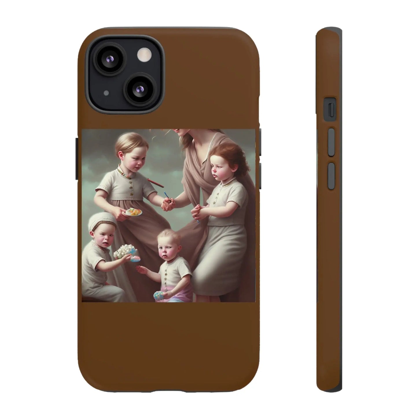 Nanny Caregiver Oil Painting with kids Tough Phone Cases