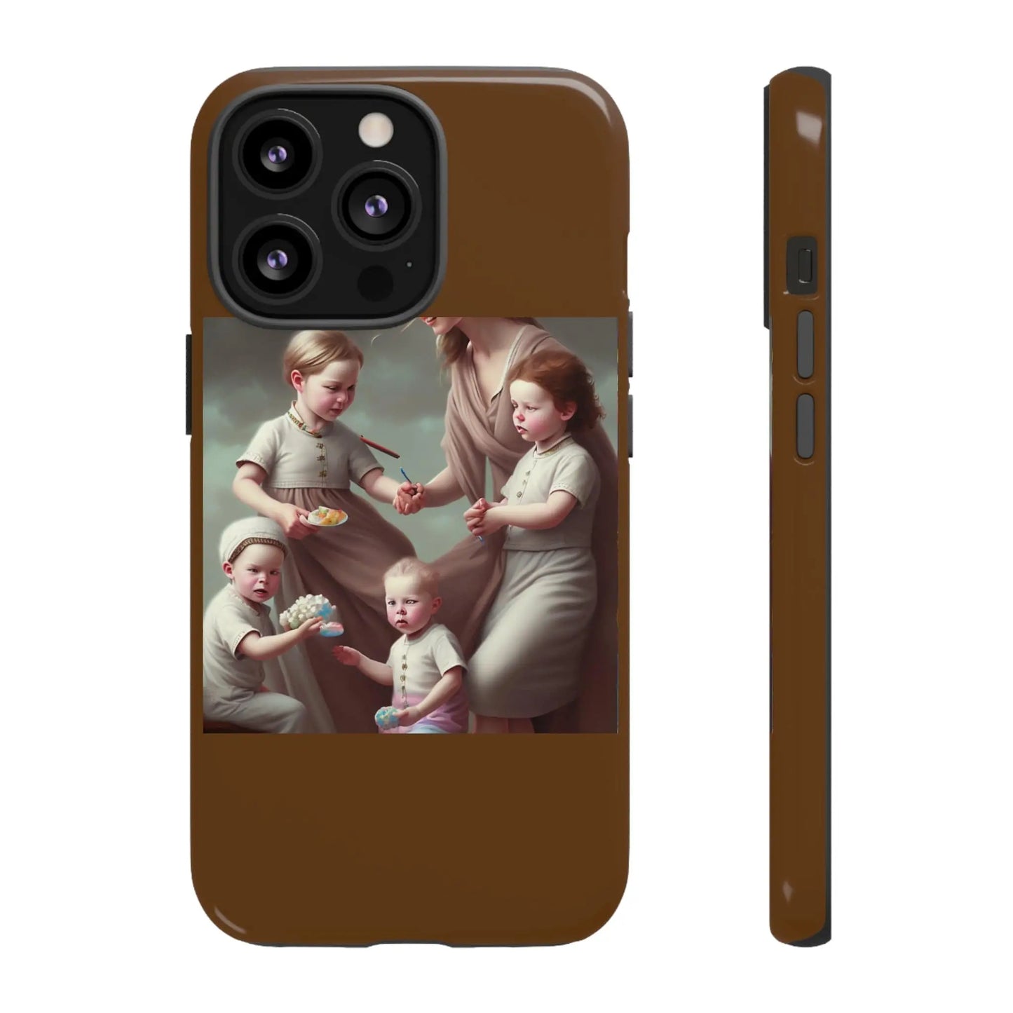 Nanny Caregiver Oil Painting with kids Tough Phone Cases