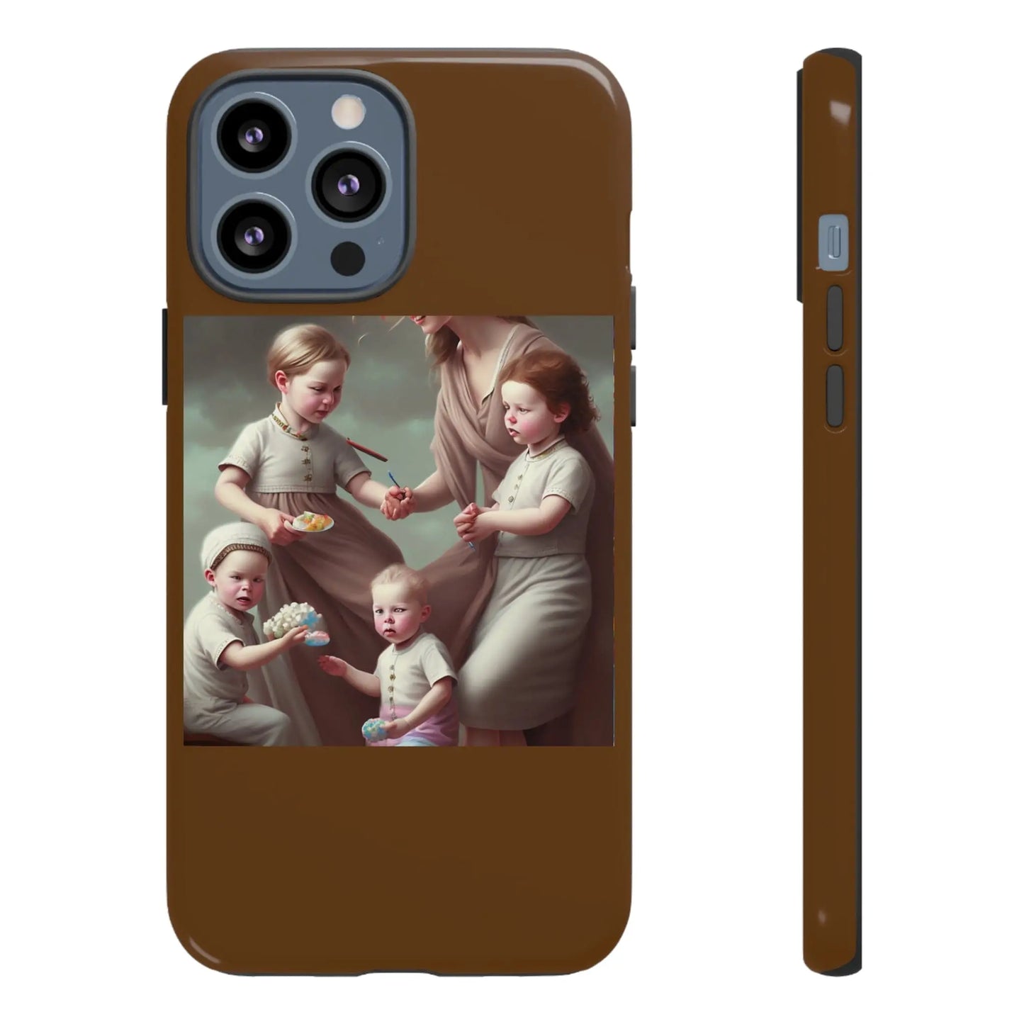 Nanny Caregiver Oil Painting with kids Tough Phone Cases