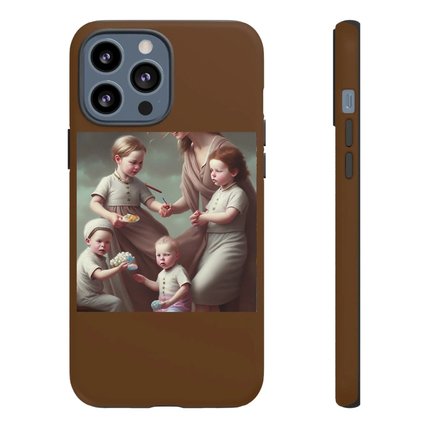 Nanny Caregiver Oil Painting with kids Tough Phone Cases