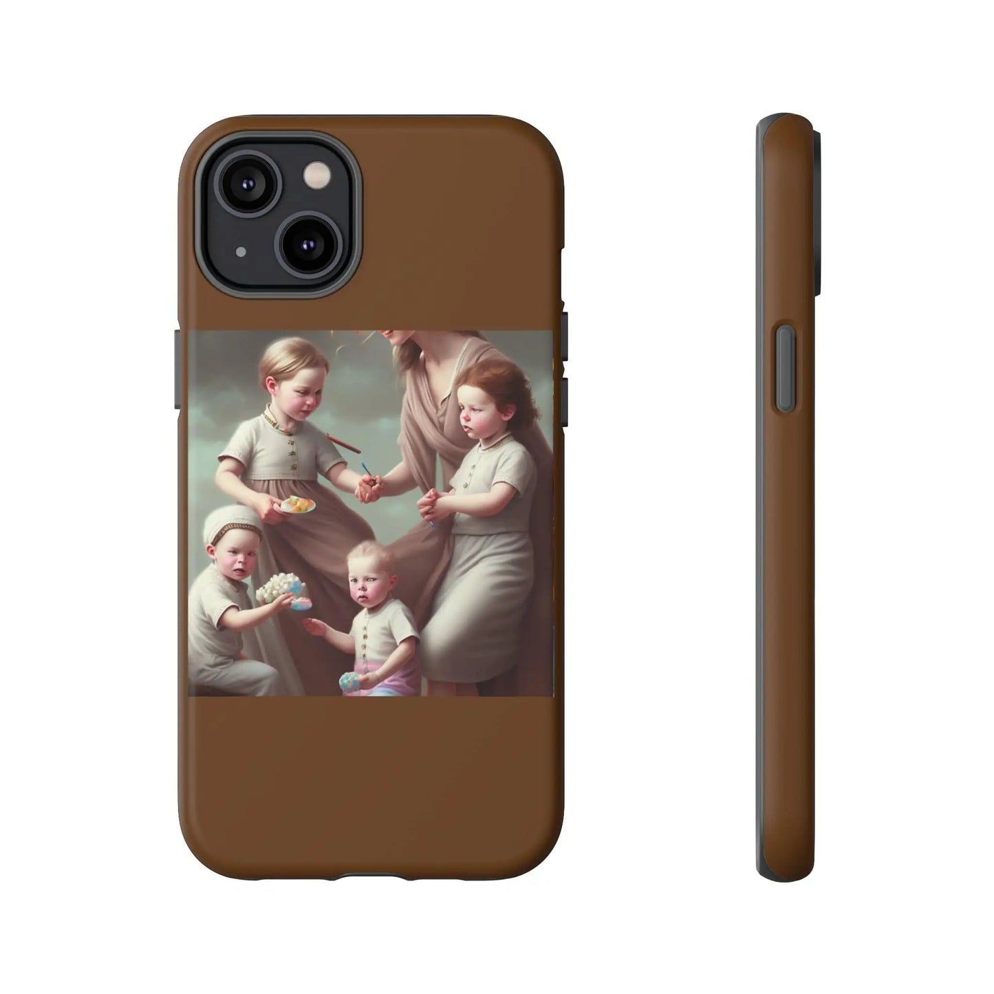 Nanny Caregiver Oil Painting with kids Tough Phone Cases