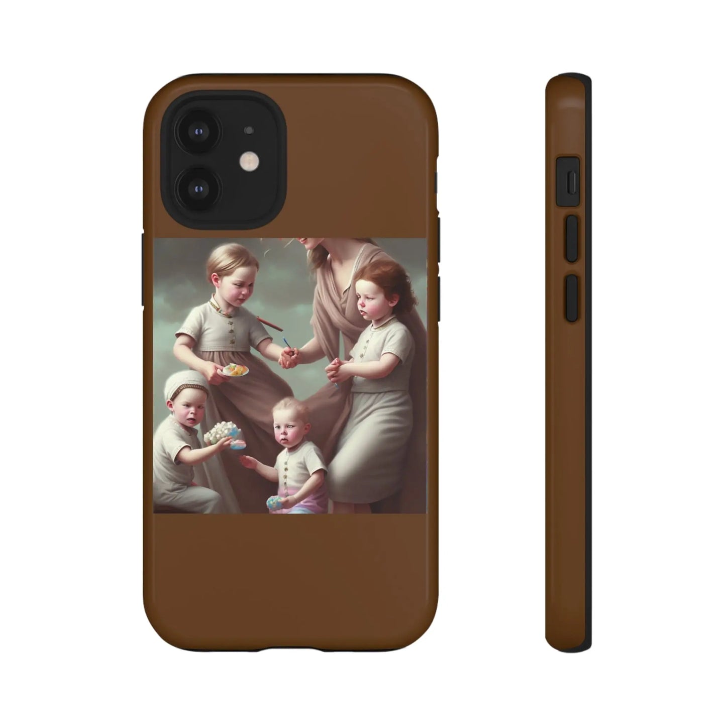 Nanny Caregiver Oil Painting with kids Tough Phone Cases