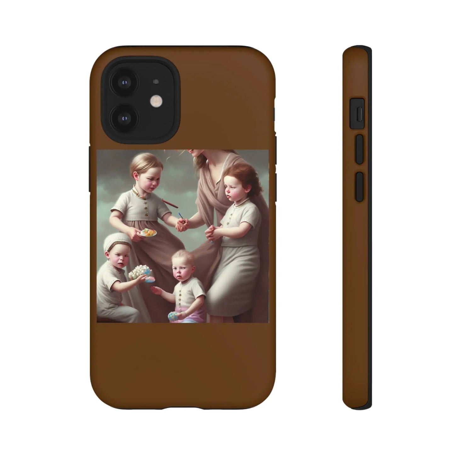 Nanny Caregiver Oil Painting with kids Tough Phone Cases