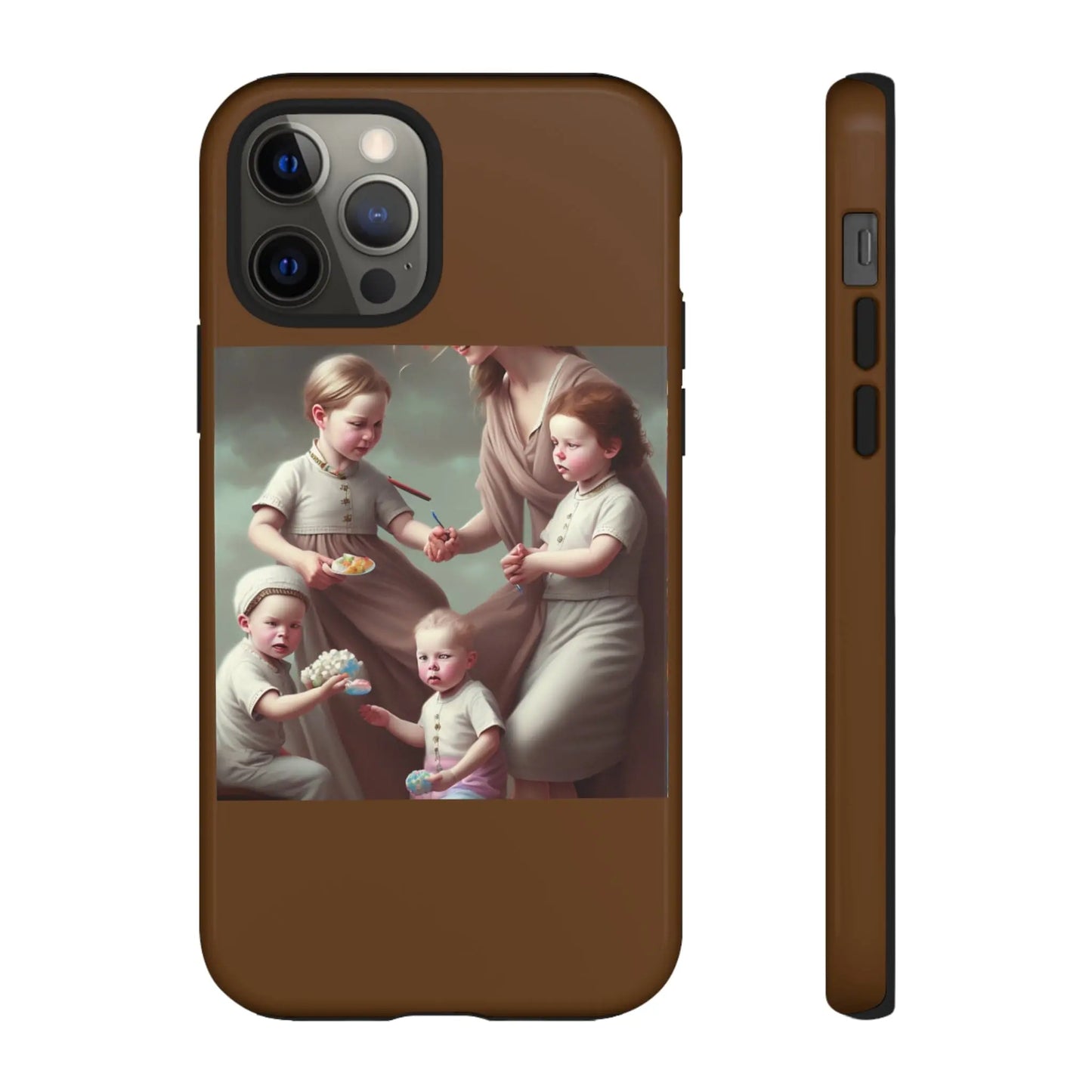 Nanny Caregiver Oil Painting with kids Tough Phone Cases