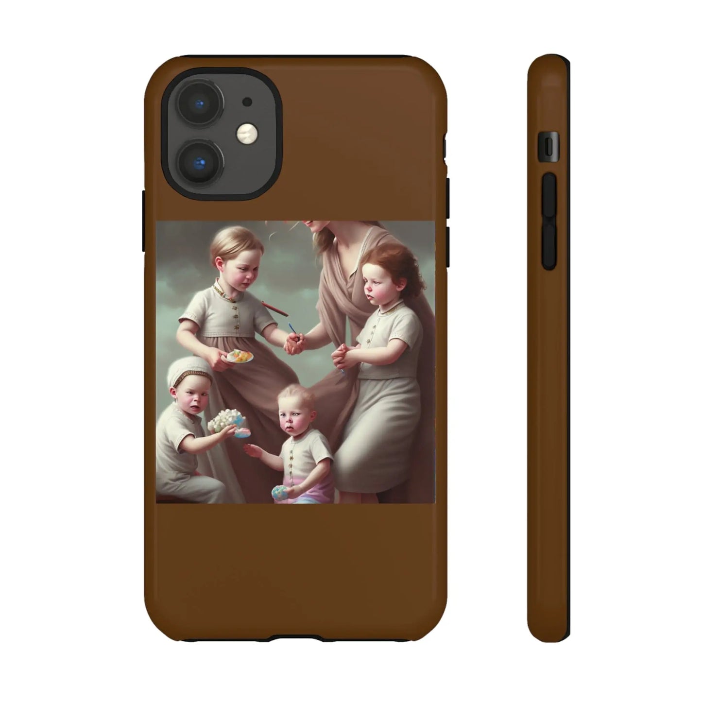 Nanny Caregiver Oil Painting with kids Tough Phone Cases