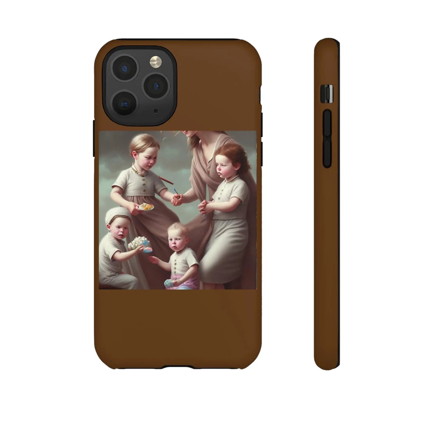 Nanny Caregiver Oil Painting with kids Tough Phone Cases