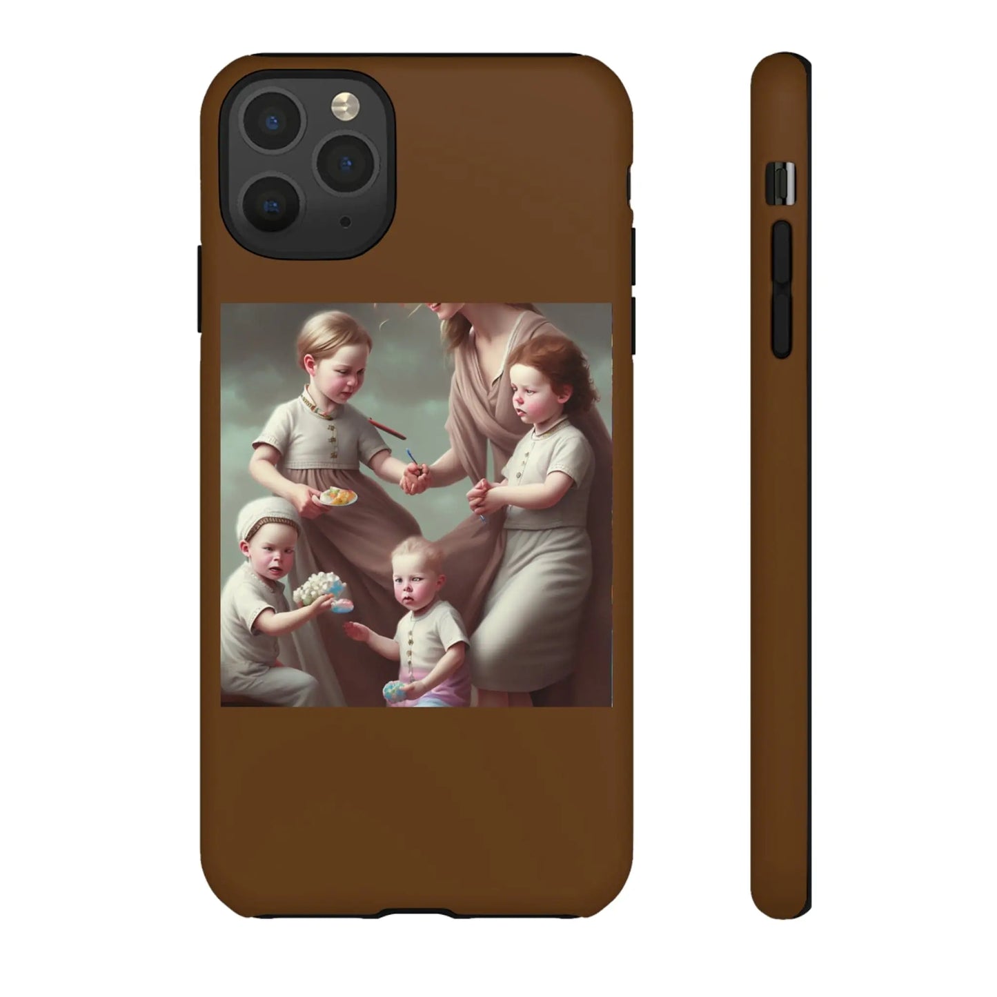 Nanny Caregiver Oil Painting with kids Tough Phone Cases