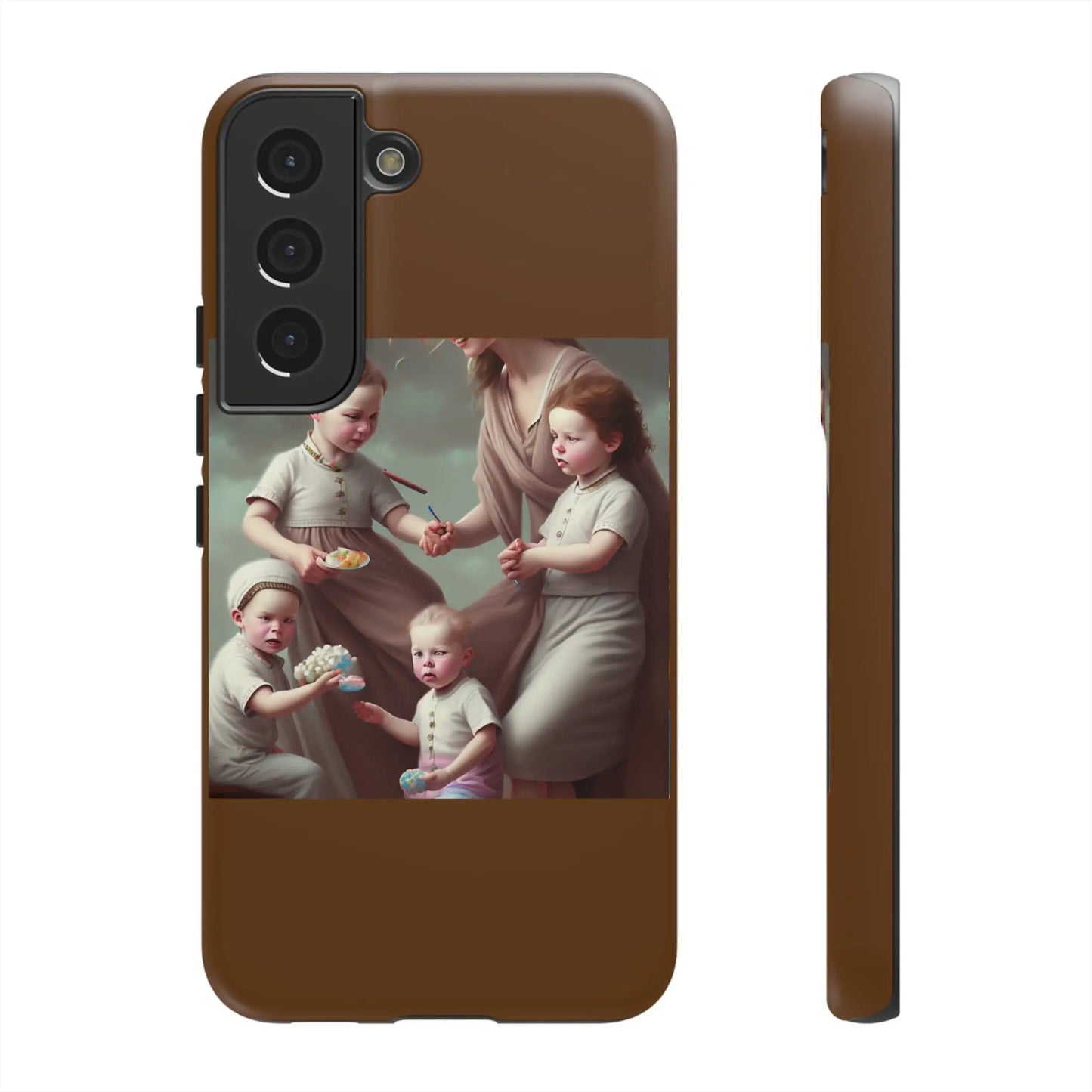 Nanny Caregiver Oil Painting with kids Tough Phone Cases