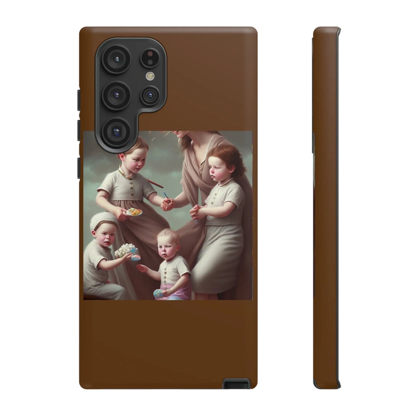 Nanny Caregiver Oil Painting with kids Tough Phone Cases