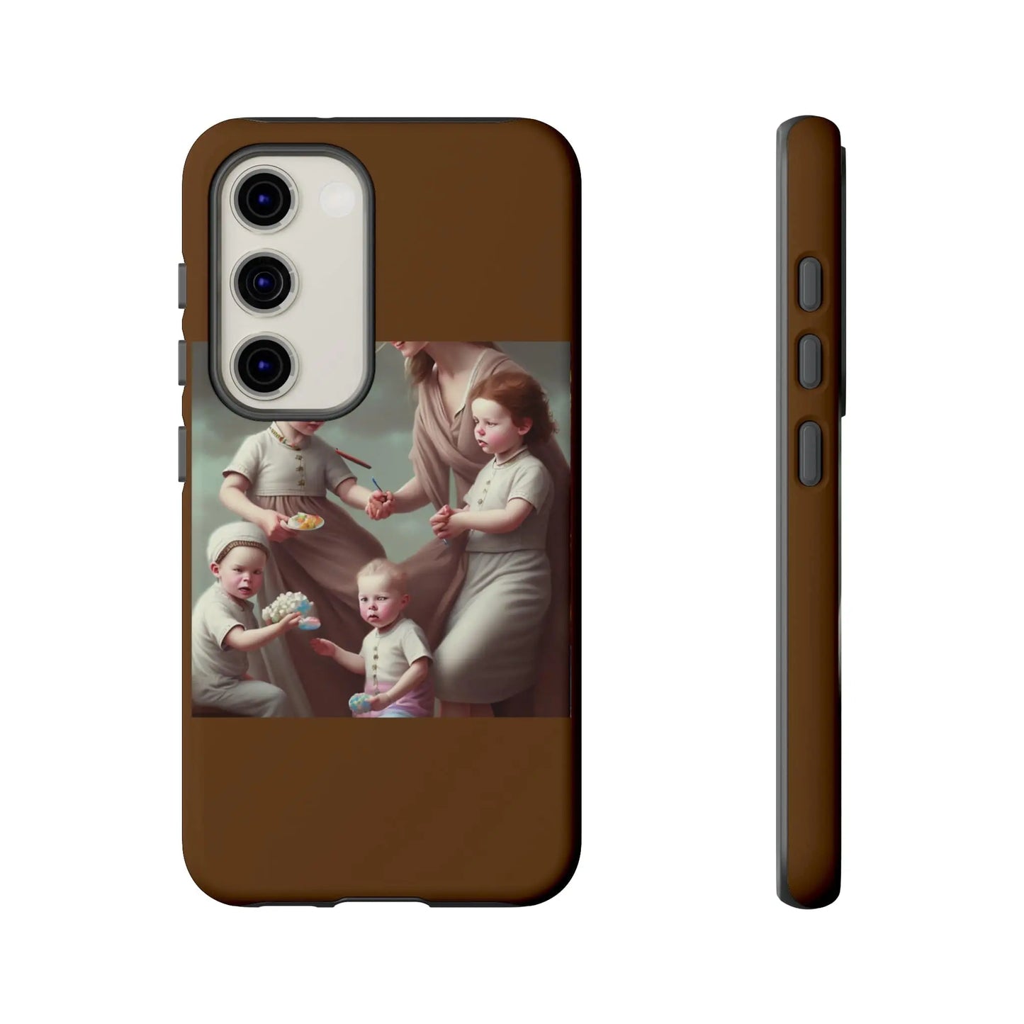 Nanny Caregiver Oil Painting with kids Tough Phone Cases