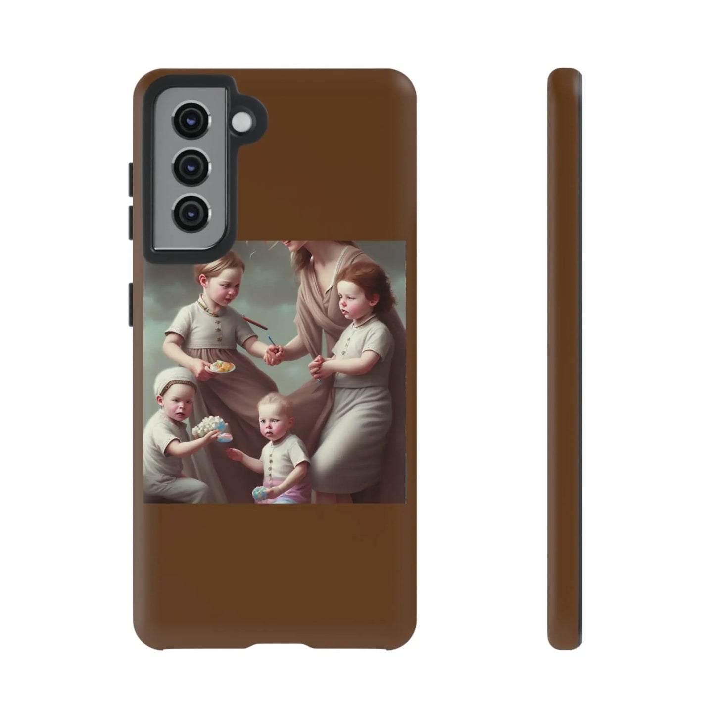 Nanny Caregiver Oil Painting with kids Tough Phone Cases