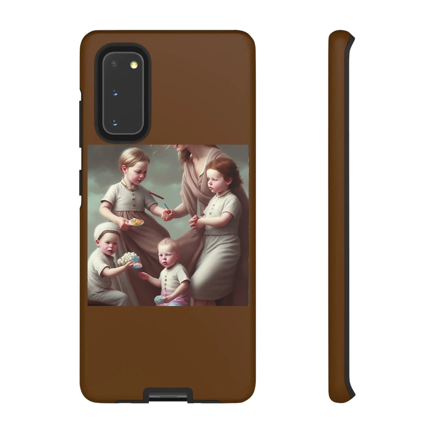 Nanny Caregiver Oil Painting with kids Tough Phone Cases