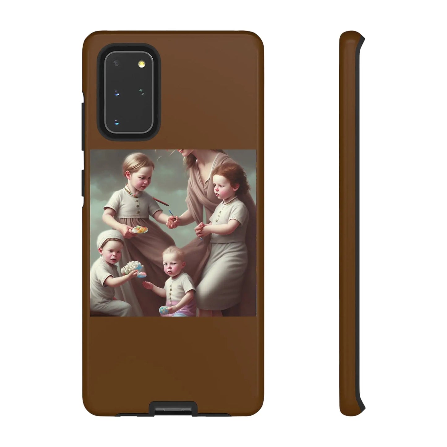 Nanny Caregiver Oil Painting with kids Tough Phone Cases