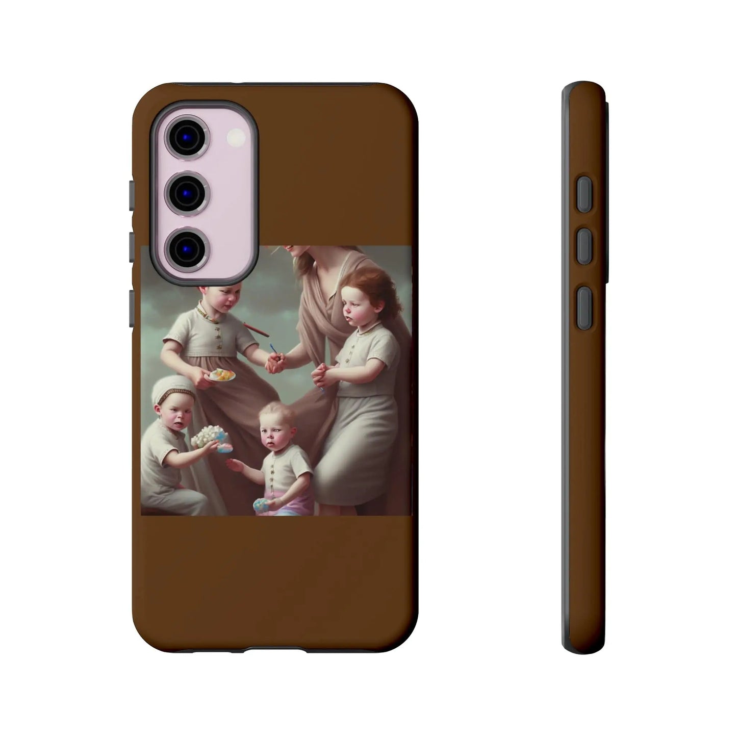 Nanny Caregiver Oil Painting with kids Tough Phone Cases