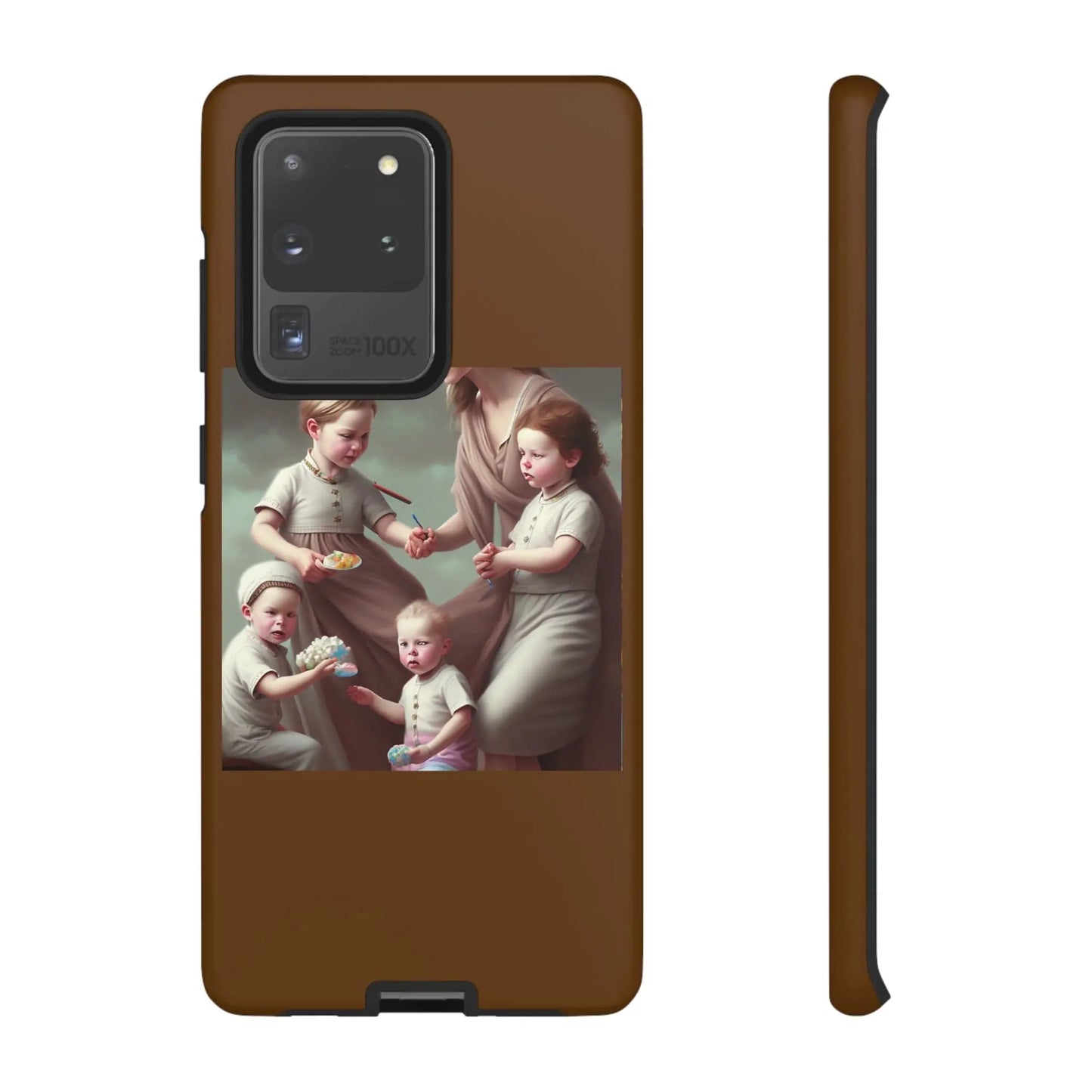 Nanny Caregiver Oil Painting with kids Tough Phone Cases