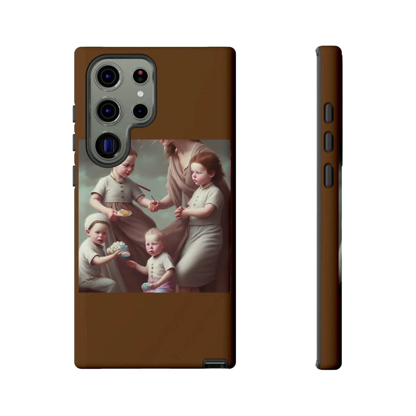 Nanny Caregiver Oil Painting with kids Tough Phone Cases