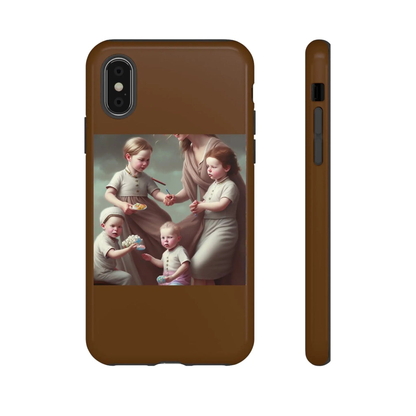 Nanny Caregiver Oil Painting with kids Tough Phone Cases