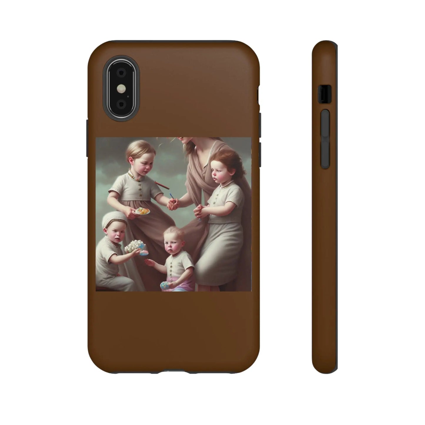 Nanny Caregiver Oil Painting with kids Tough Phone Cases