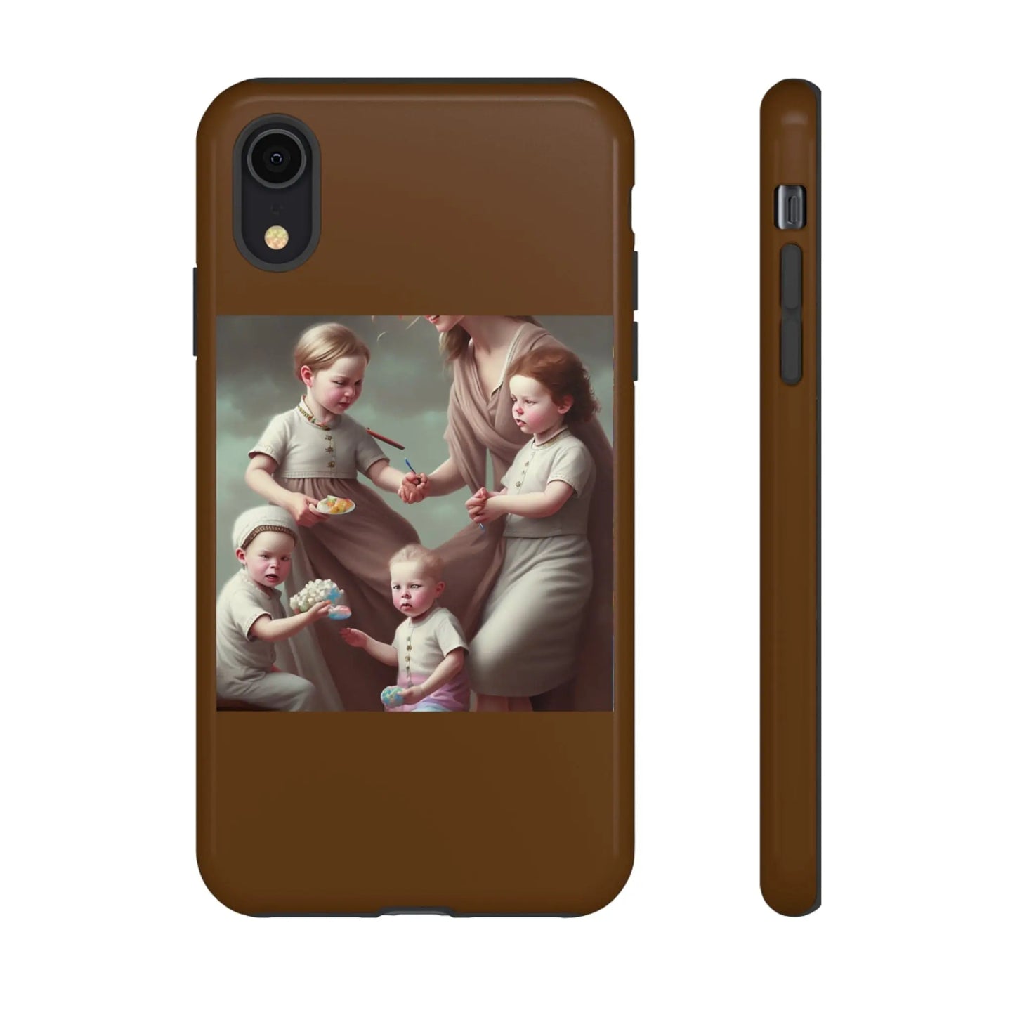 Nanny Caregiver Oil Painting with kids Tough Phone Cases