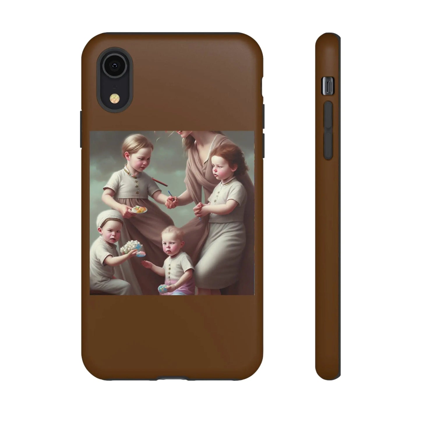 Nanny Caregiver Oil Painting with kids Tough Phone Cases