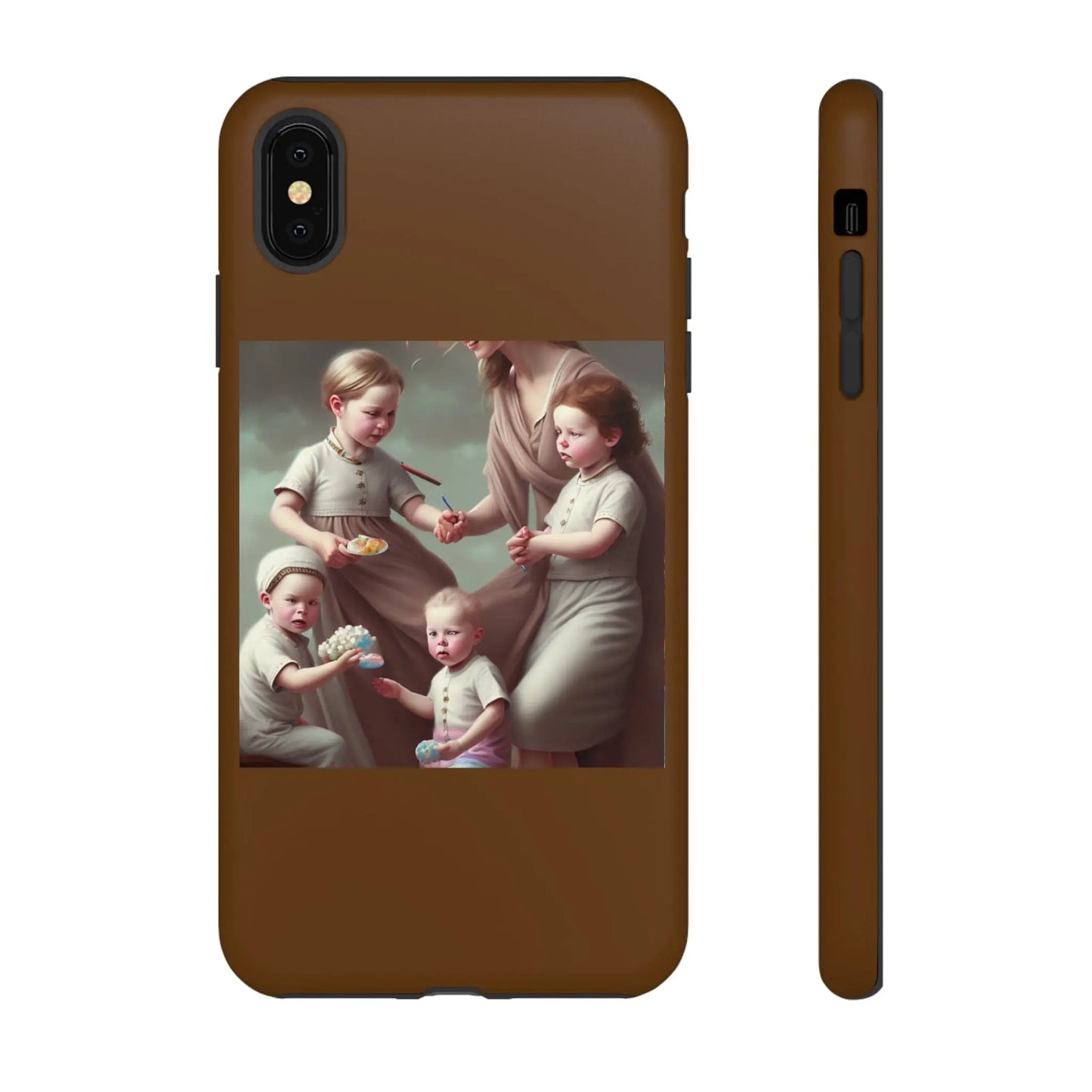 Nanny Caregiver Oil Painting with kids Tough Phone Cases