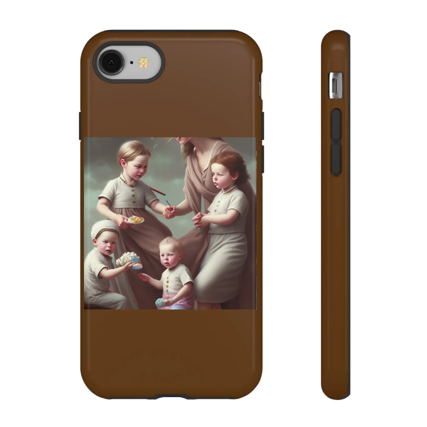 Nanny Caregiver Oil Painting with kids Tough Phone Cases