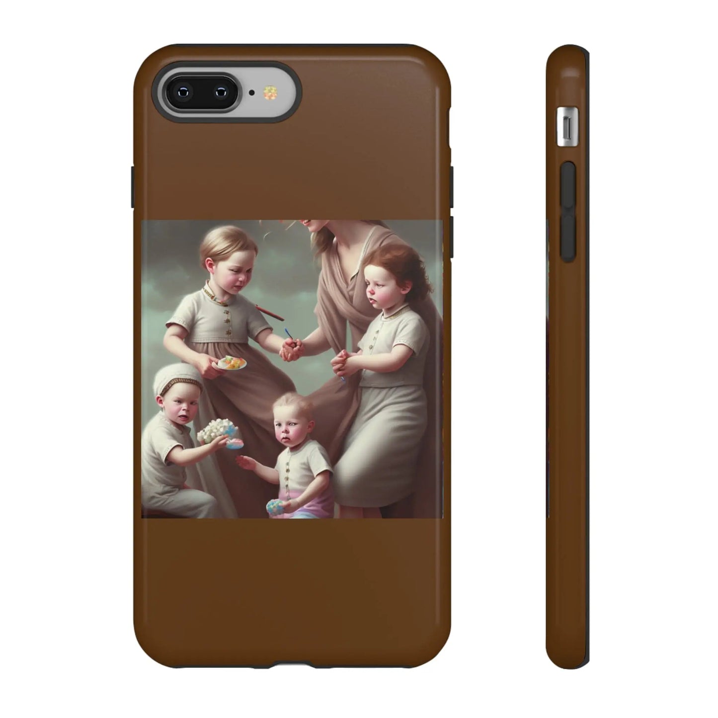 Nanny Caregiver Oil Painting with kids Tough Phone Cases