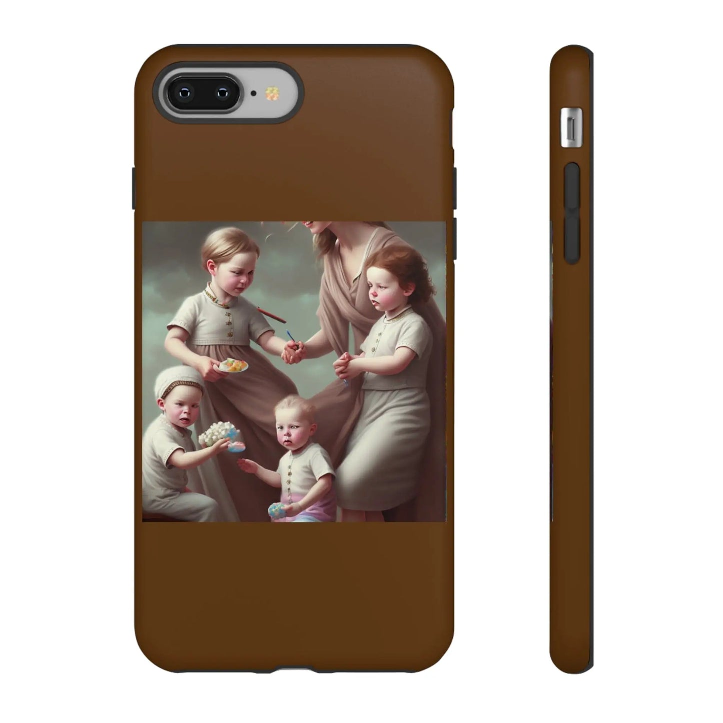 Nanny Caregiver Oil Painting with kids Tough Phone Cases