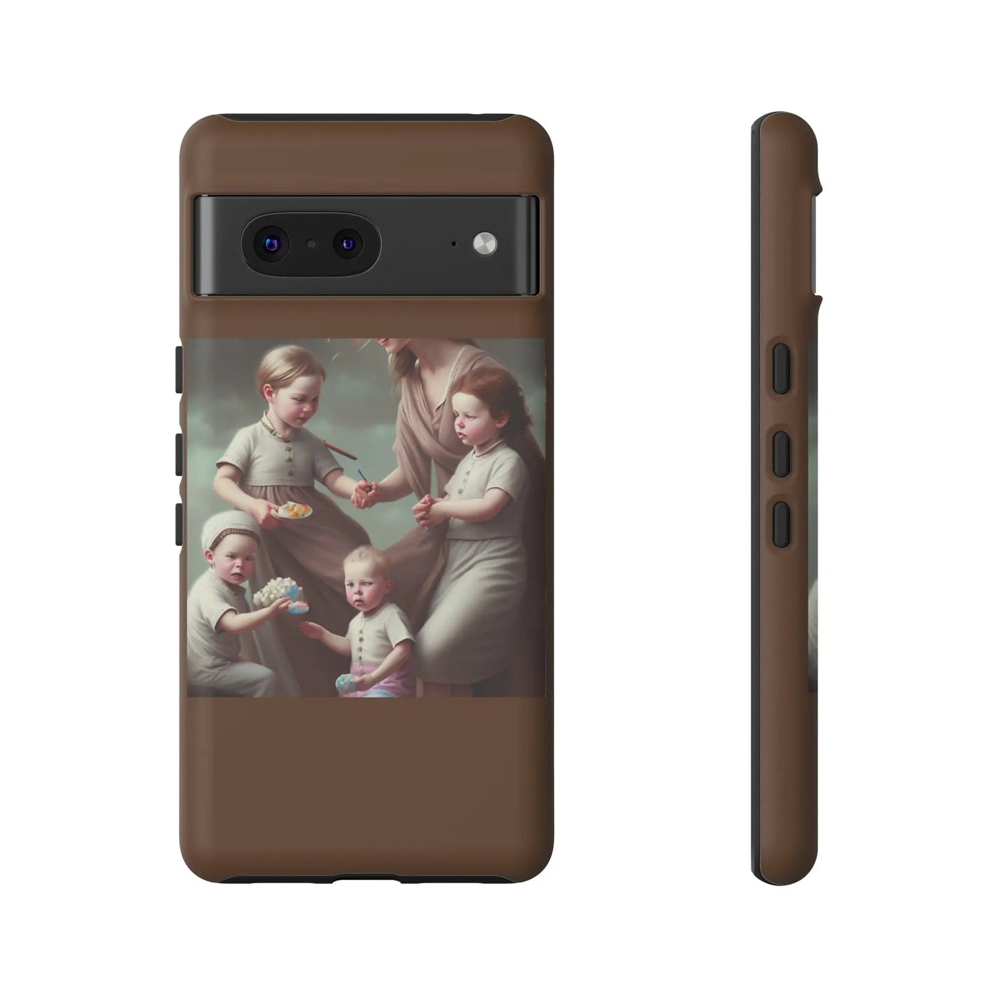 Nanny Caregiver Oil Painting with kids Tough Phone Cases