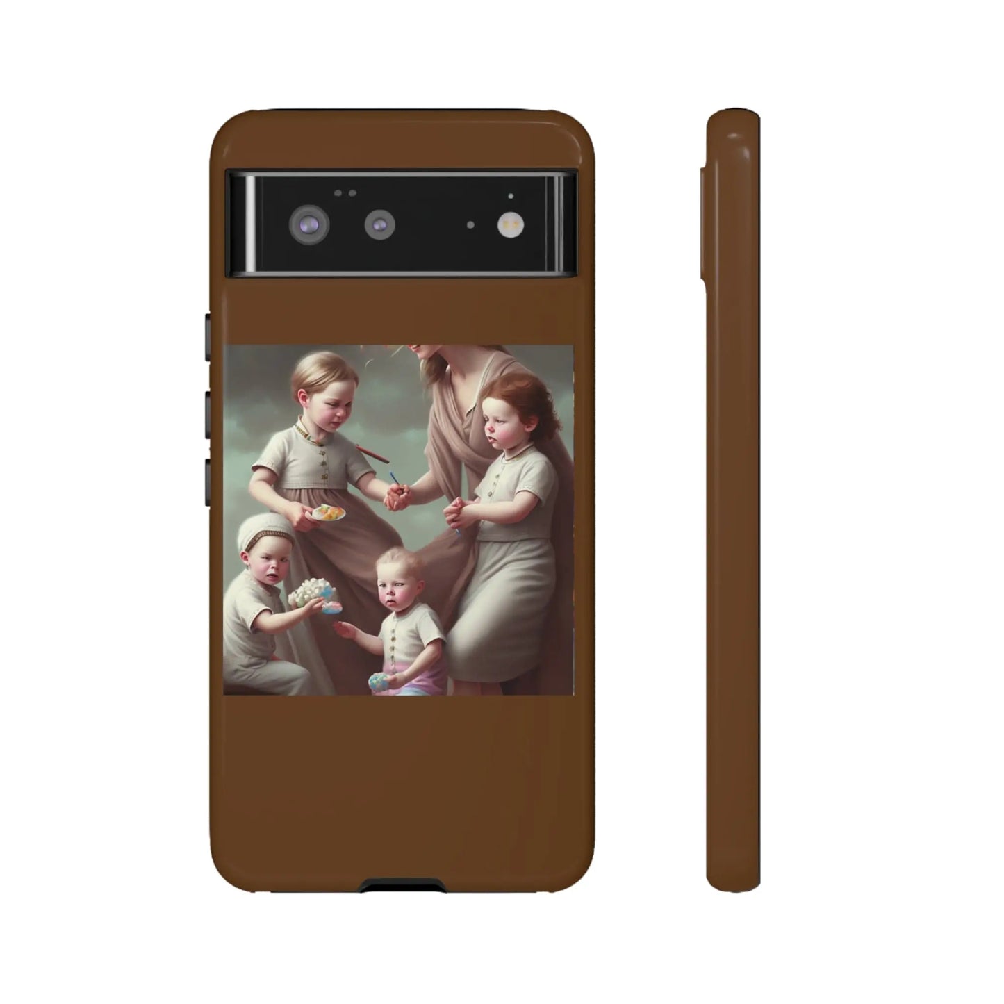 Nanny Caregiver Oil Painting with kids Tough Phone Cases