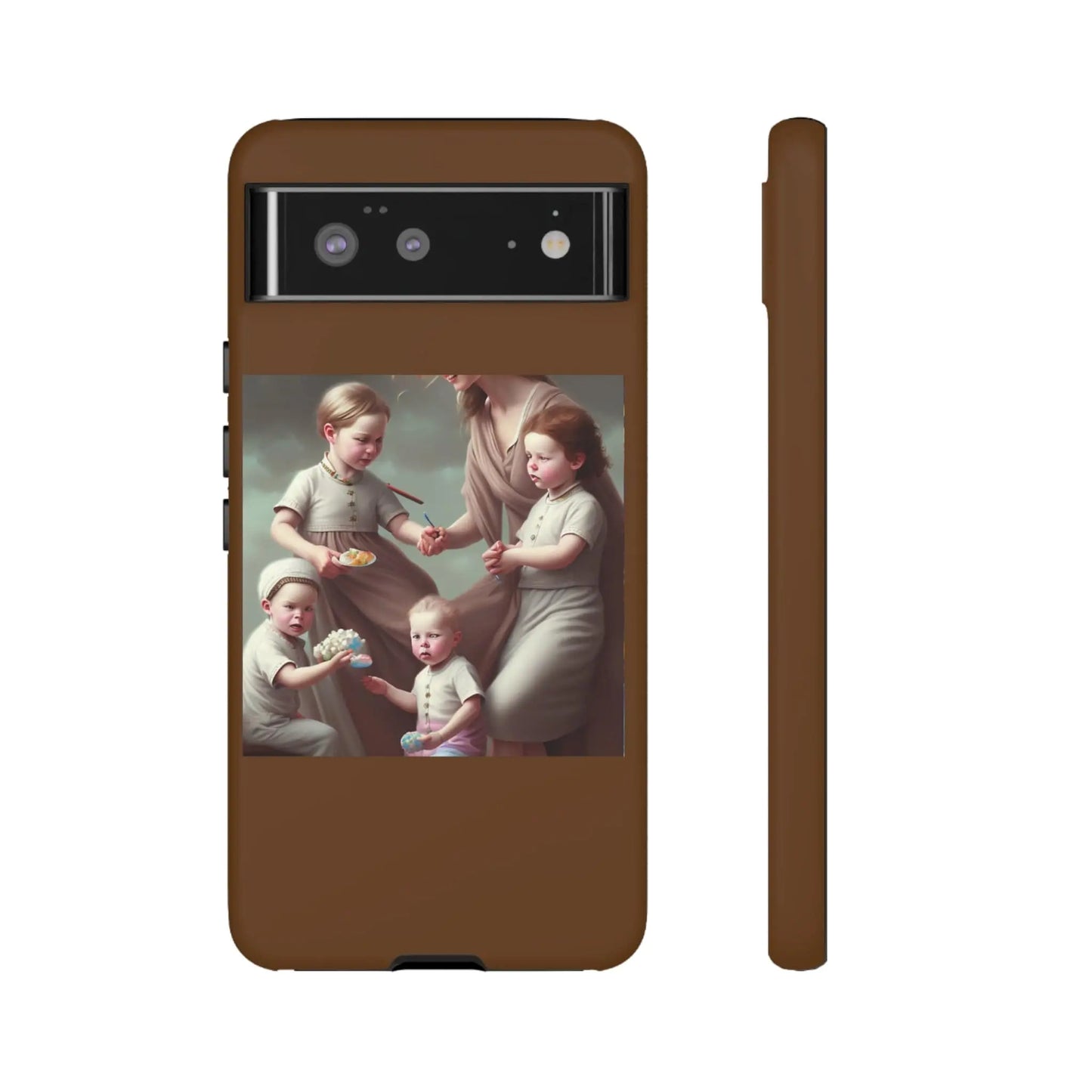 Nanny Caregiver Oil Painting with kids Tough Phone Cases