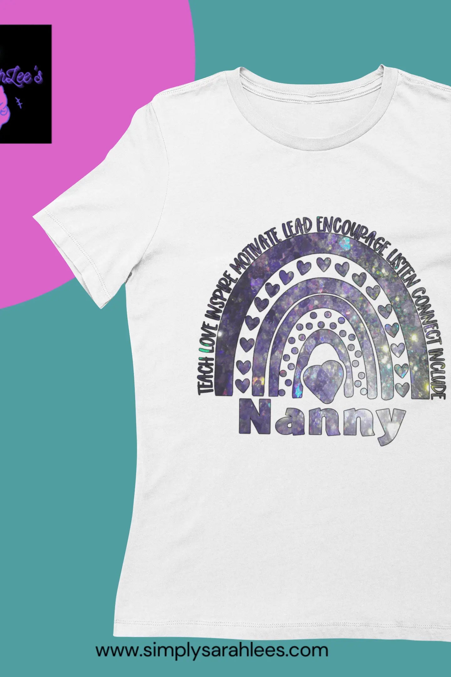 Nanny Inspirational Teaching Purple Shiny Rainbow Women's Softstyle Tee