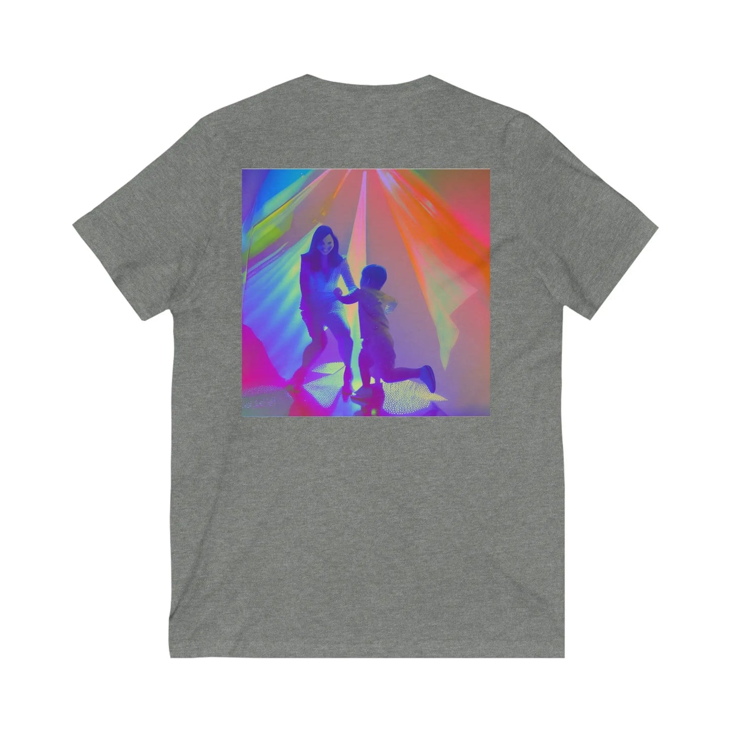 Nanny Life Rainbow Dance Front and Back Unisex Jersey Short Sleeve V-Neck Tee