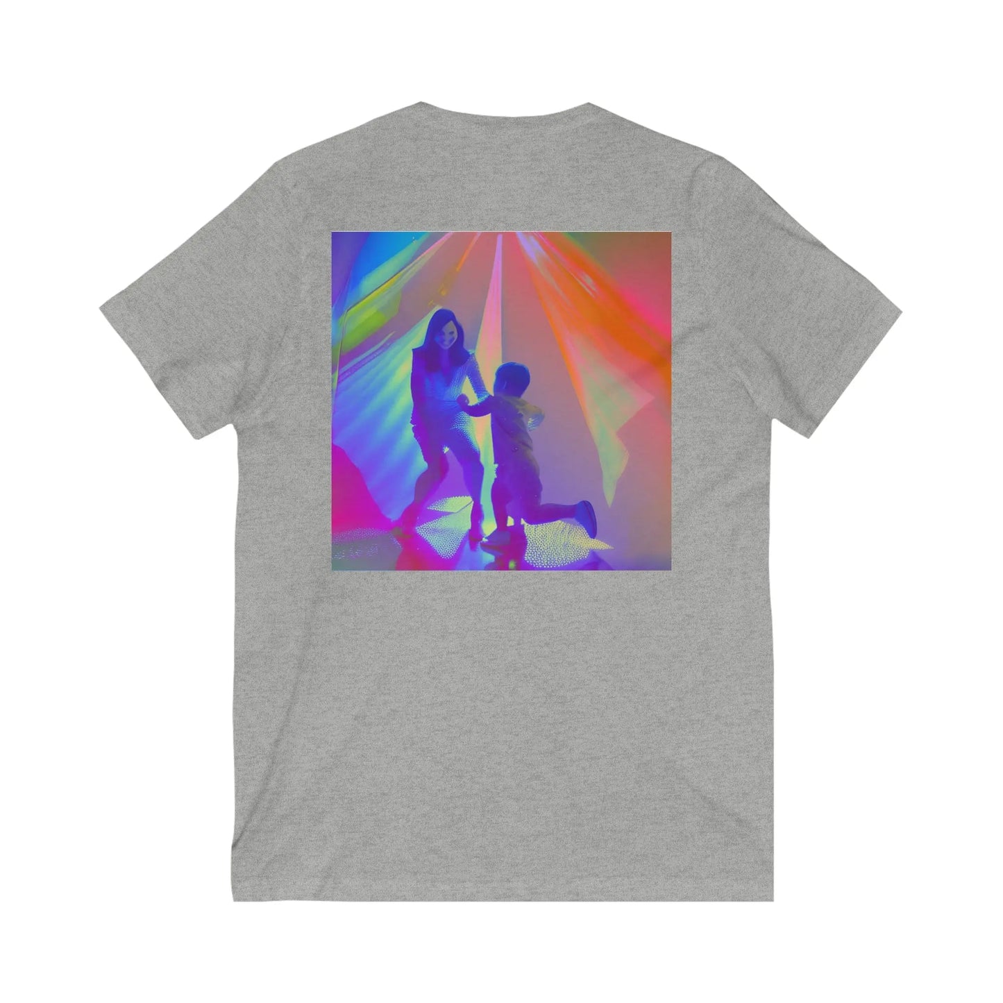 Nanny Life Rainbow Dance Front and Back Unisex Jersey Short Sleeve V-Neck Tee