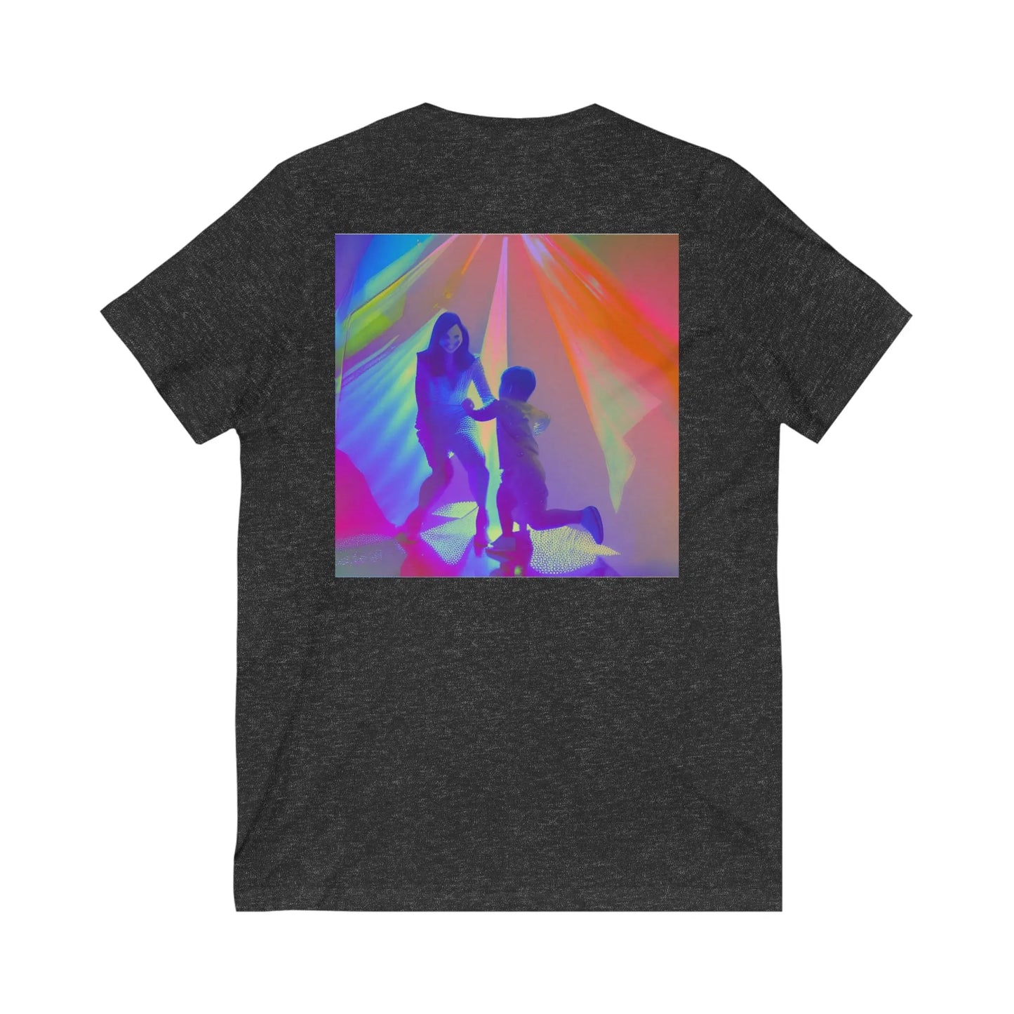 Nanny Life Rainbow Dance Front and Back Unisex Jersey Short Sleeve V-Neck Tee