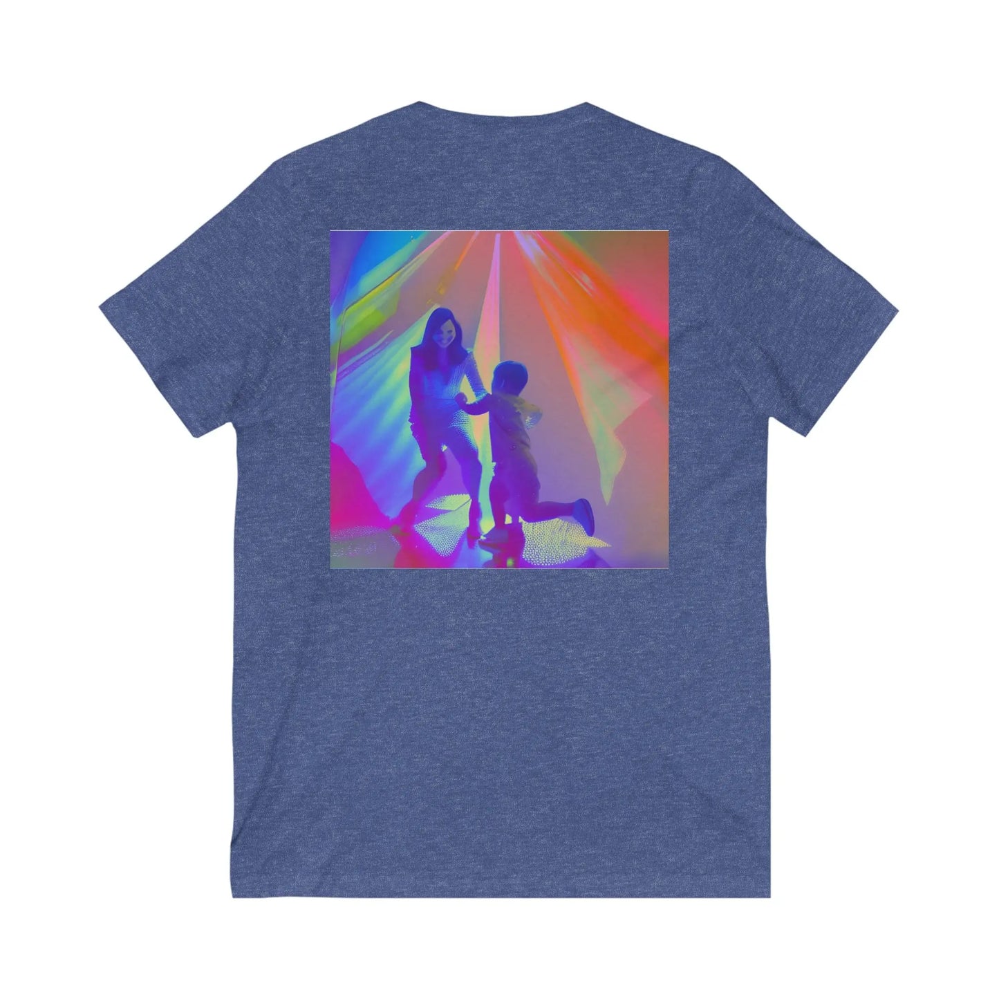 Nanny Life Rainbow Dance Front and Back Unisex Jersey Short Sleeve V-Neck Tee