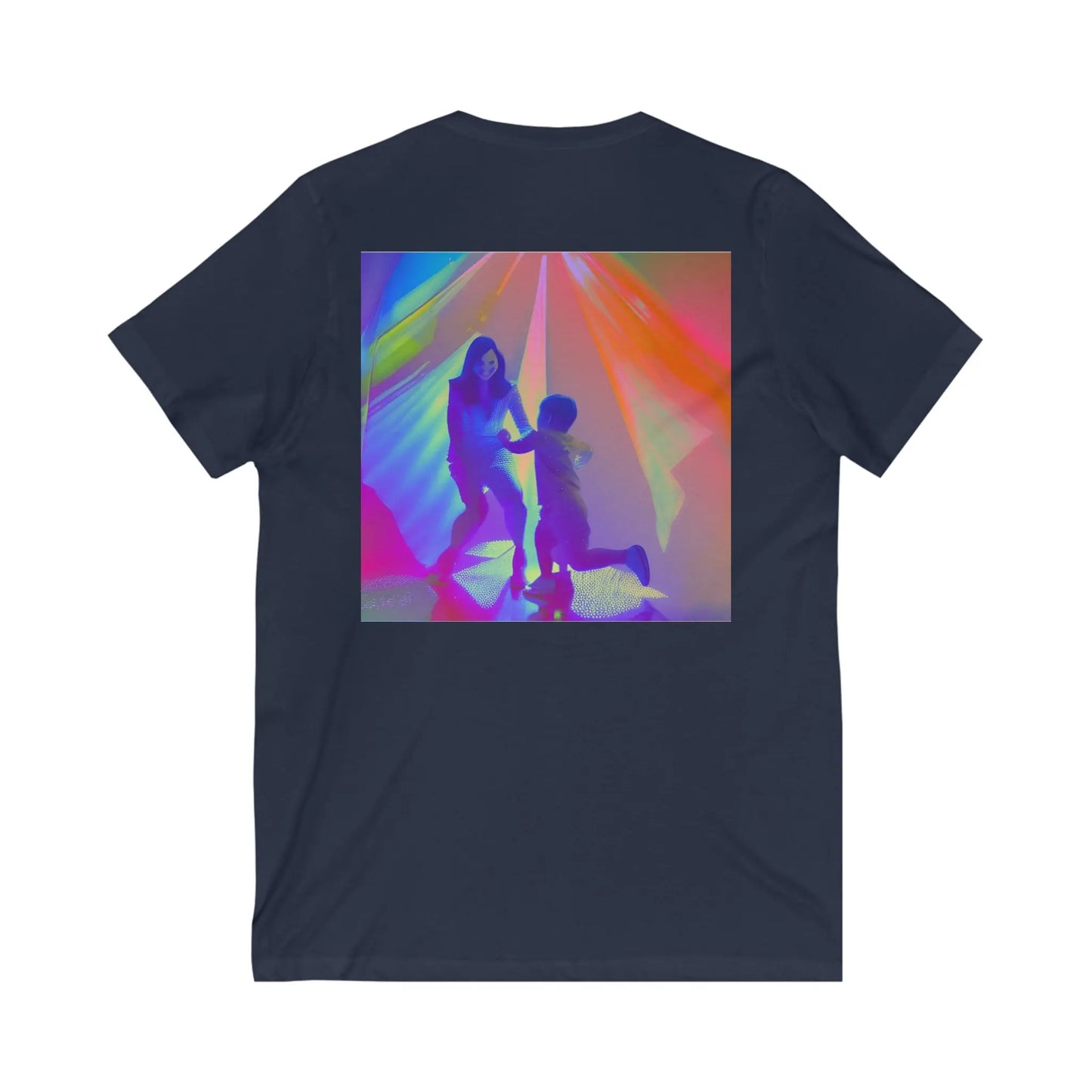 Nanny Life Rainbow Dance Front and Back Unisex Jersey Short Sleeve V-Neck Tee