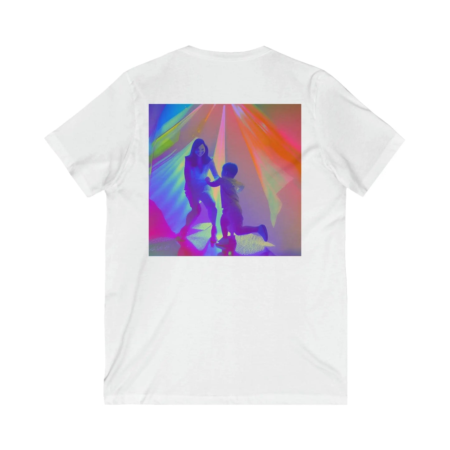 Nanny Life Rainbow Dance Front and Back Unisex Jersey Short Sleeve V-Neck Tee