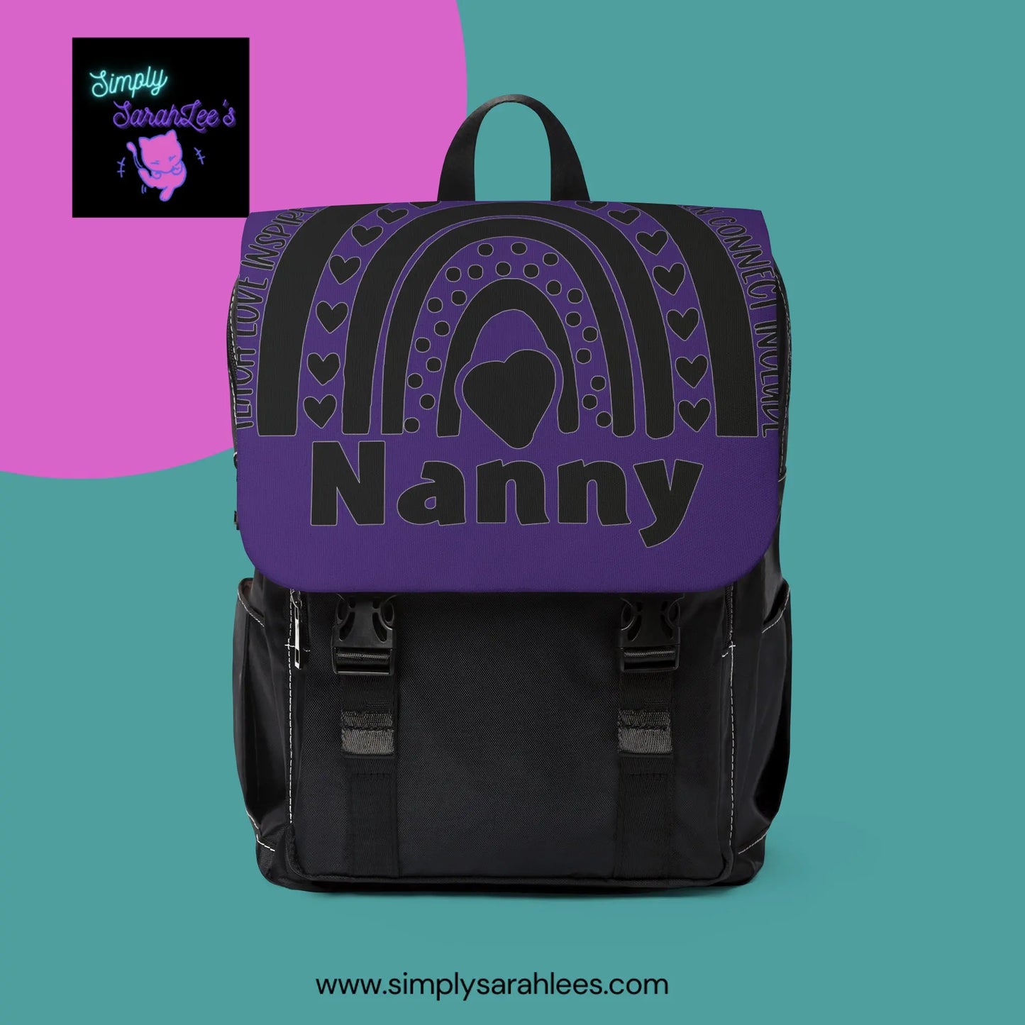 Nanny Rainbow Unisex Casual Shoulder Diaper Bag Backpack in purple and black