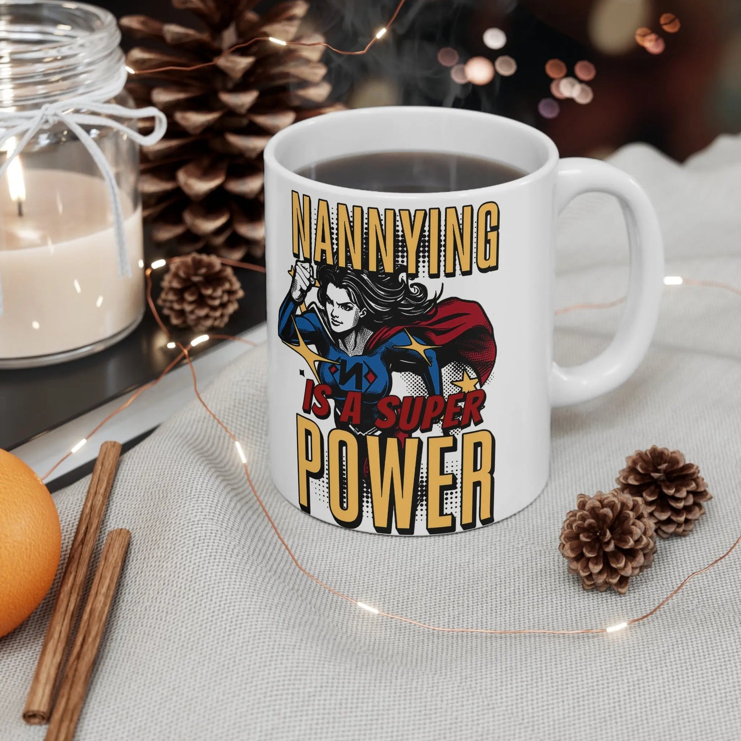 Nannying is a Super Power - Female - Ceramic Mug 11oz Printify