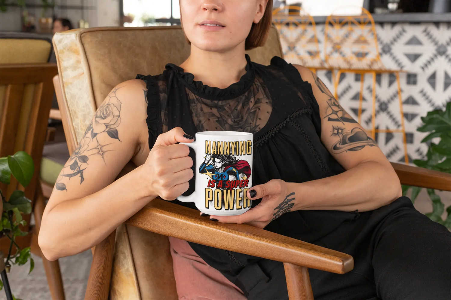 Nannying is a Super Power - Female - Ceramic Mug 15oz Printify