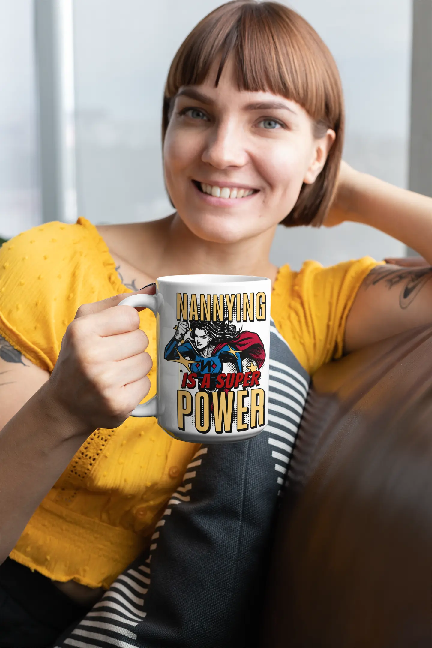 Nannying is a Super Power - Female - Ceramic Mug 15oz Printify