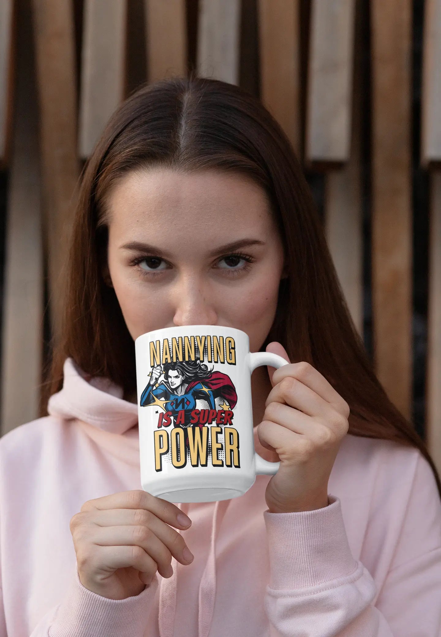 Nannying is a Super Power - Female - Ceramic Mug 15oz Printify