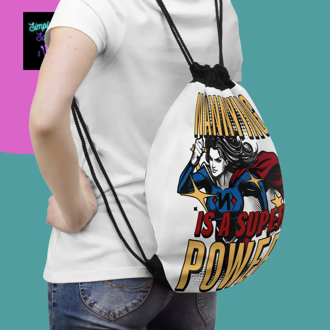 Nannying is a Super Power - Female - Drawstring Bag Printify