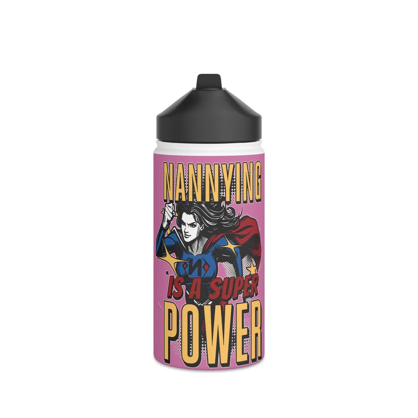 Nannying is a Super Power - Female - Stainless Steel Water Bottle, Standard Lid Printify