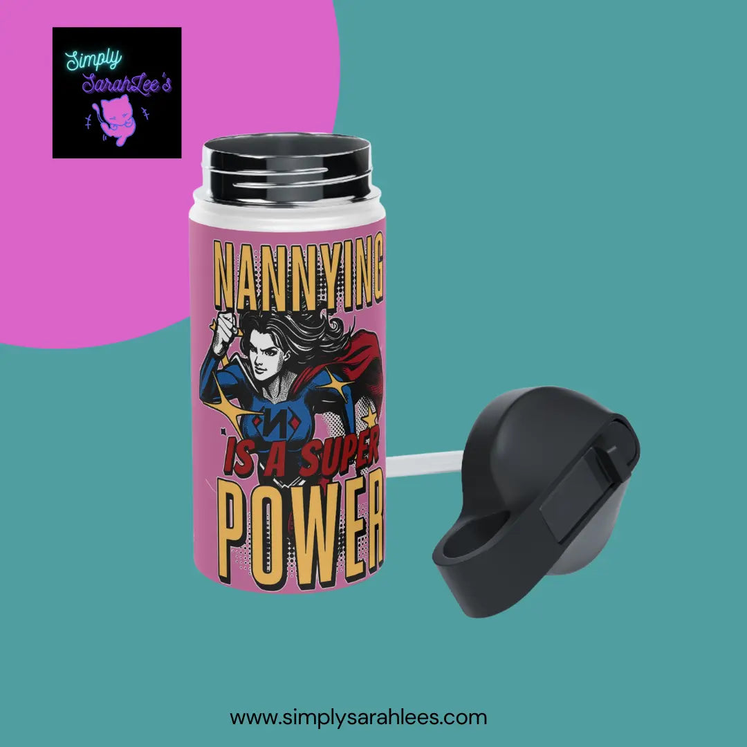 Nannying is a Super Power - Female - Stainless Steel Water Bottle, Standard Lid Printify