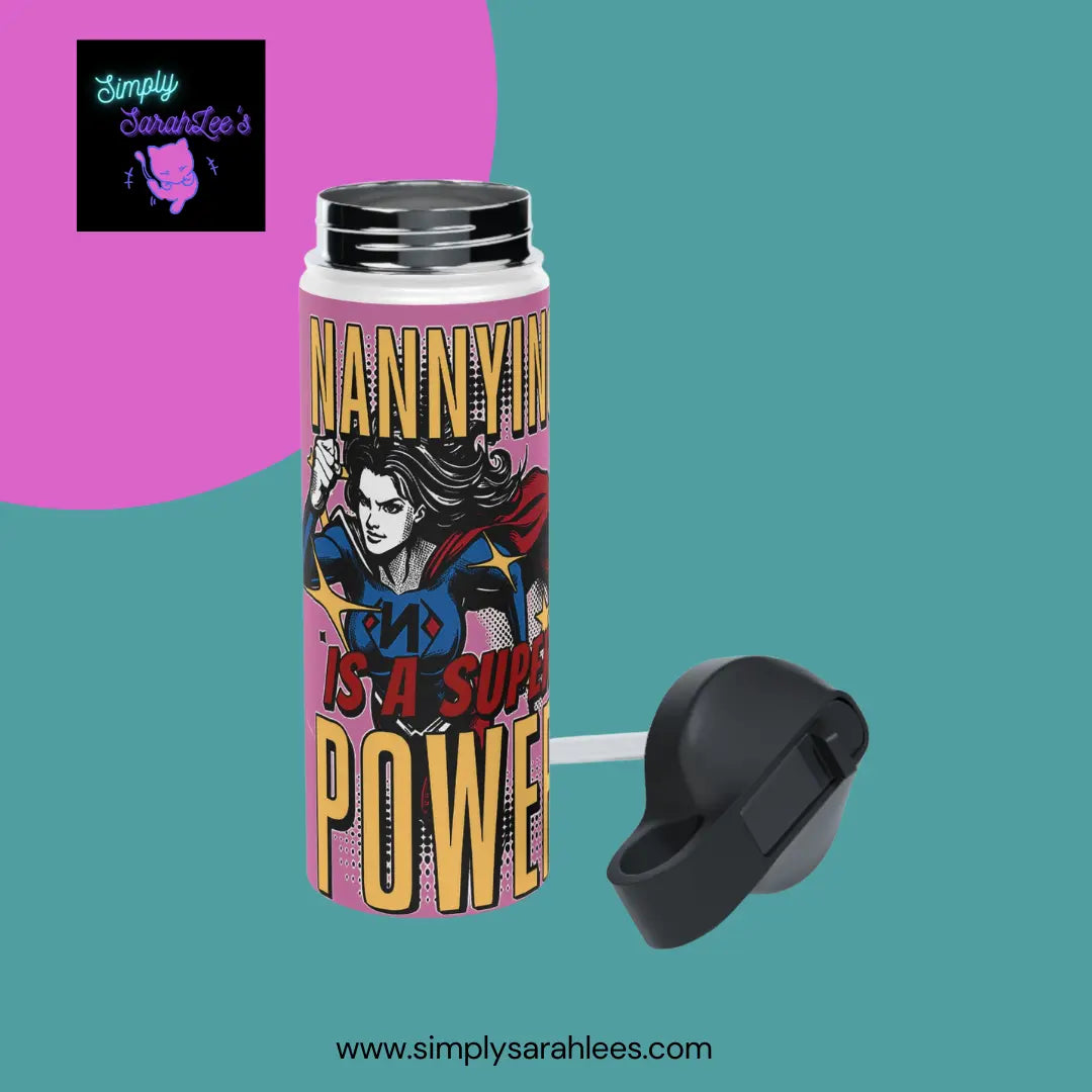 Nannying is a Super Power - Female - Stainless Steel Water Bottle, Standard Lid Printify