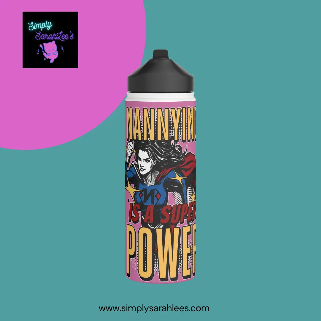 Nannying is a Super Power - Female - Stainless Steel Water Bottle, Standard Lid Printify